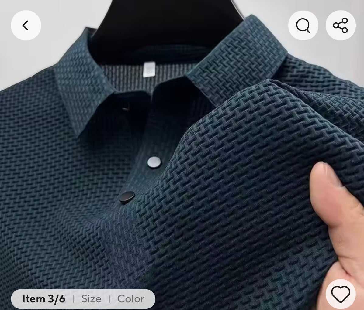 2025 Men's Business Casual Short Sleeved Bone Flower Solid Color POLO Shirt Fashion Breathable Comfortable Summer Versatile Top
