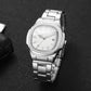 Fashion Square Men Business Watches Luxury Stainless Steel Strap Quartz Watch with Calendar For Mens Clock（Without Box）
