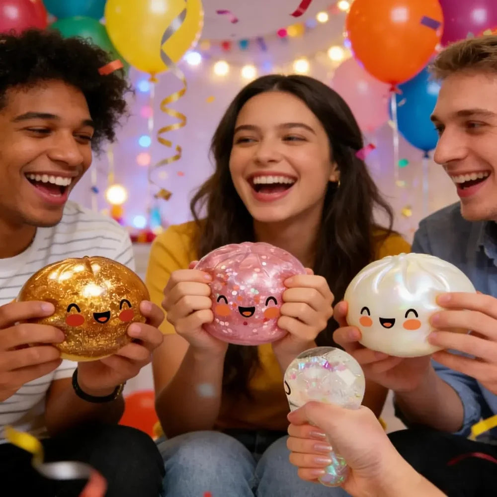 Viral Dumpling Squishy Gold Glitter Hidden Edition Slow Rising Stress Relief Soft Sensory Squeeze Toy Fidget Gift for Kids Adult