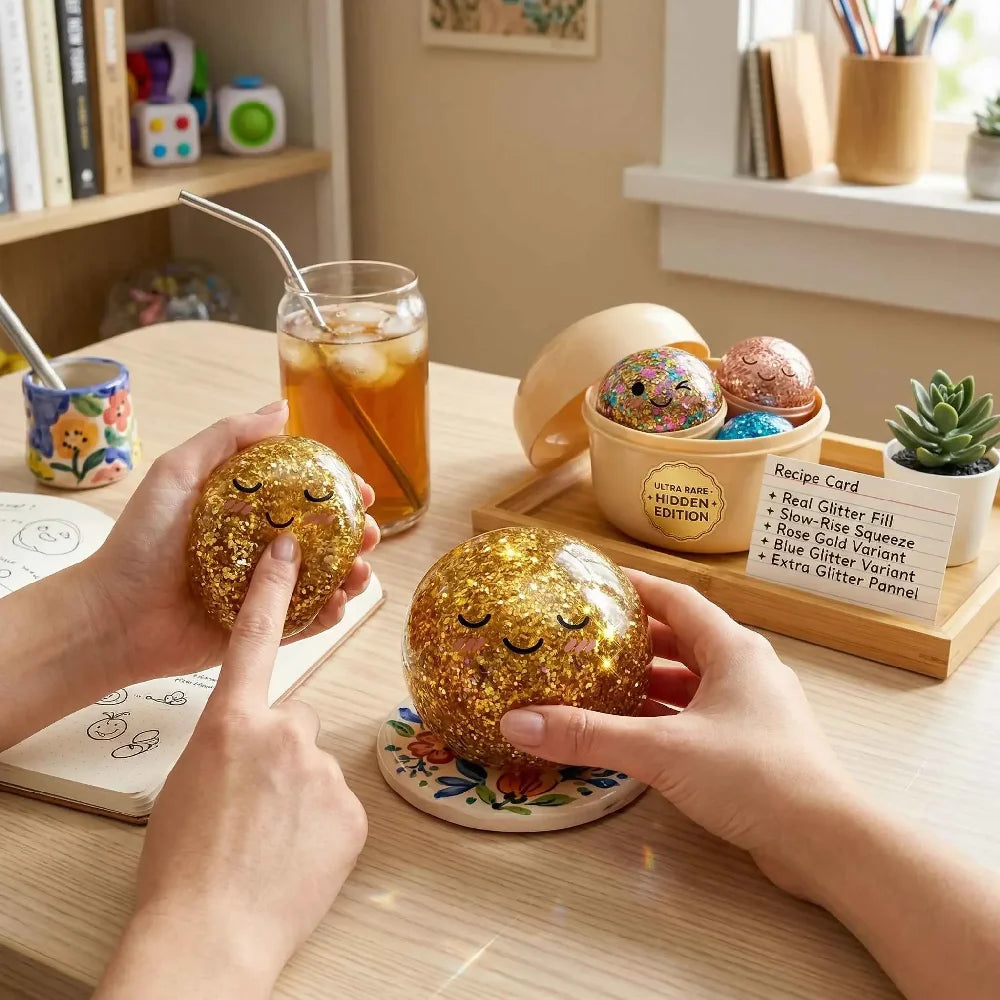 Viral Dumpling Squishy Gold Glitter Hidden Edition Slow Rising Stress Relief Soft Sensory Squeeze Toy Fidget Gift for Kids Adult