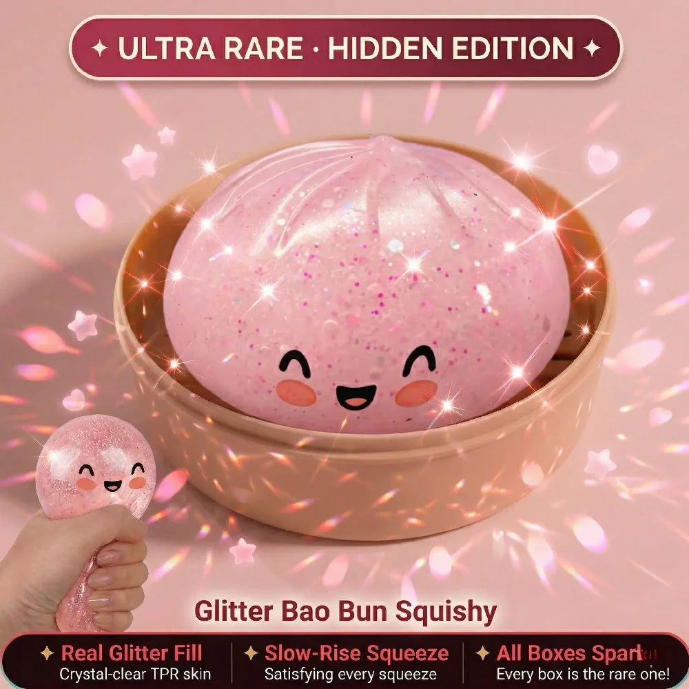Viral Dumpling Squishy Gold Glitter Hidden Edition Slow Rising Stress Relief Soft Sensory Squeeze Toy Fidget Gift for Kids Adult