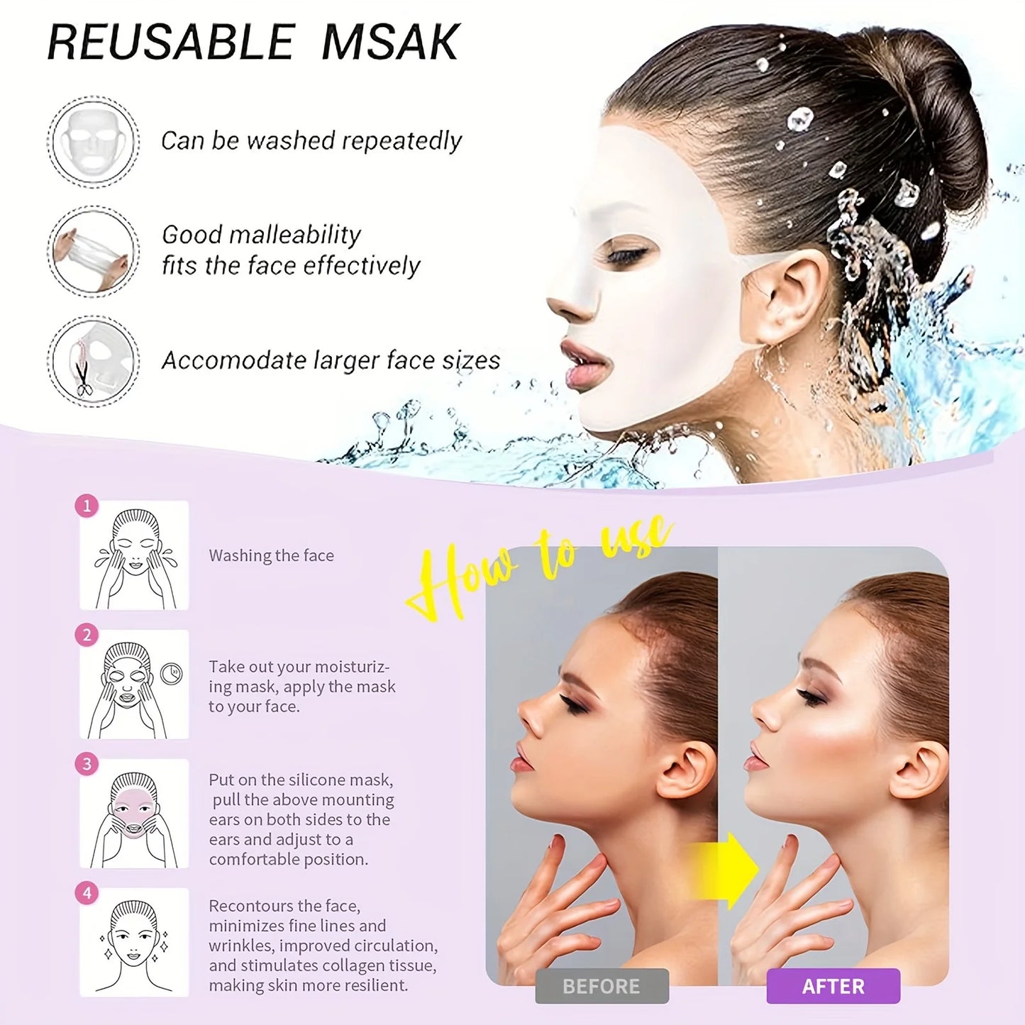 Reusable 3D Silicone Face Wrap Fixed Tools