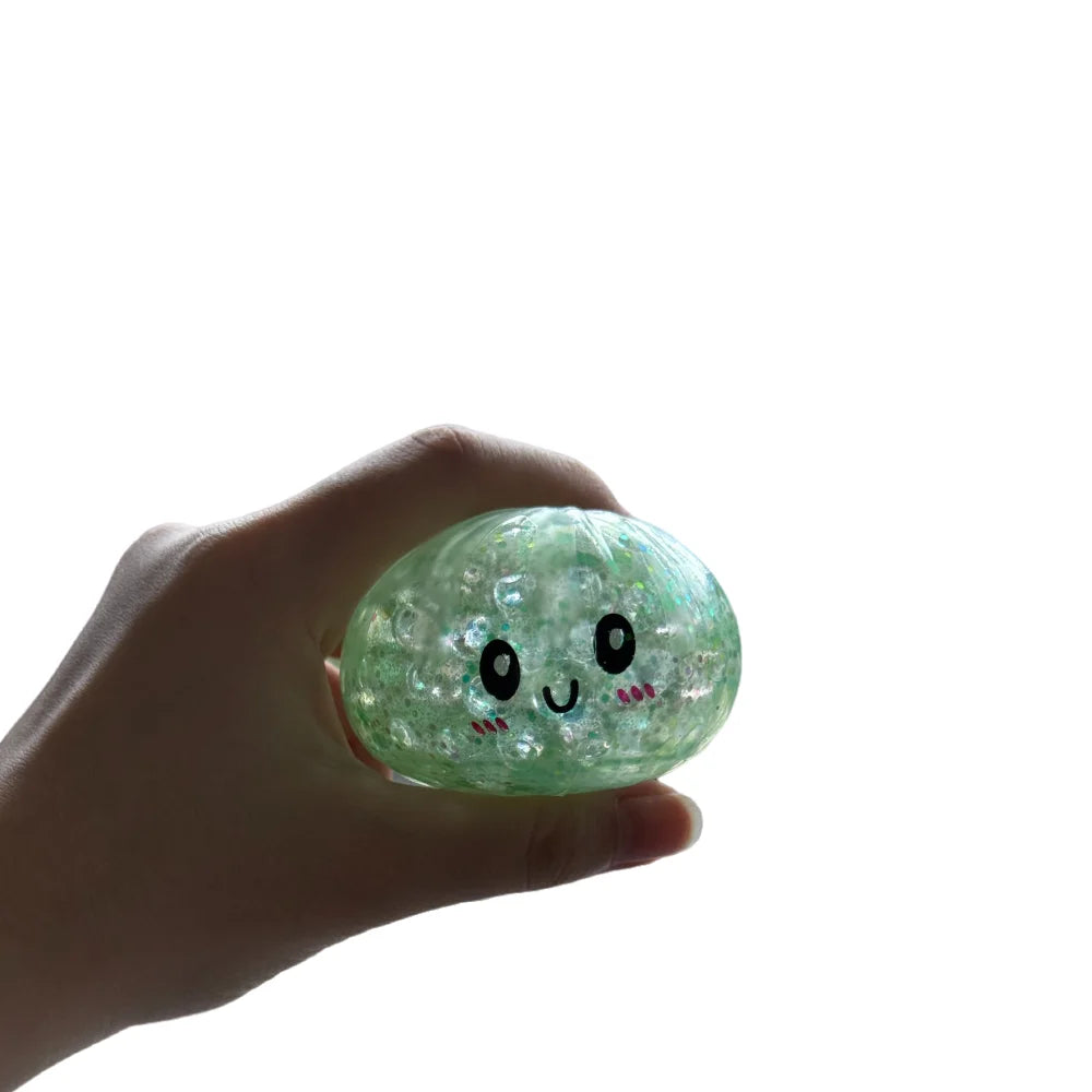 Glitter Dumpling Squishy with Box Dumplings Sensory Steamer Soft TPR Dough Ball for Decompression Fidget Toy Stress Relief Gift