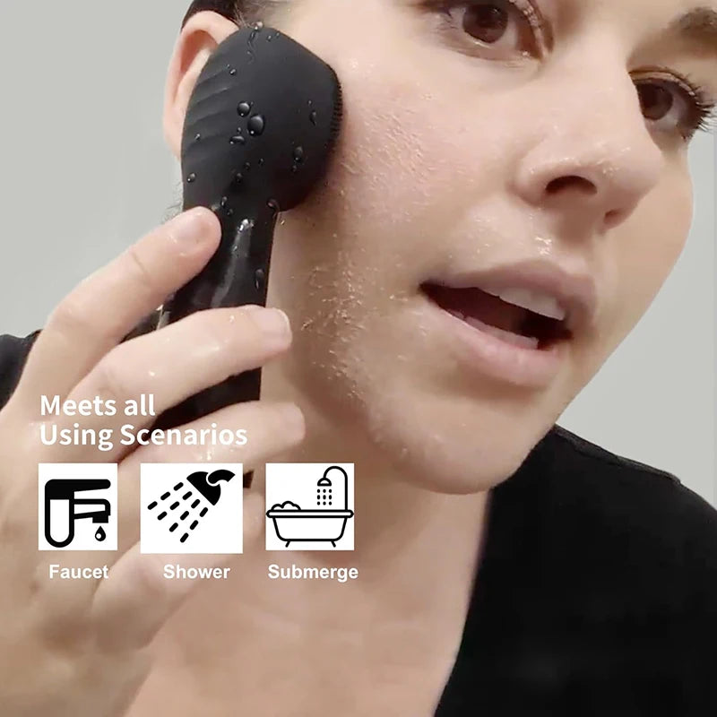 Facial and nasal blackhead cleaner, silicone facial cleansing brush, facial vibration massage, USB charging facial brush