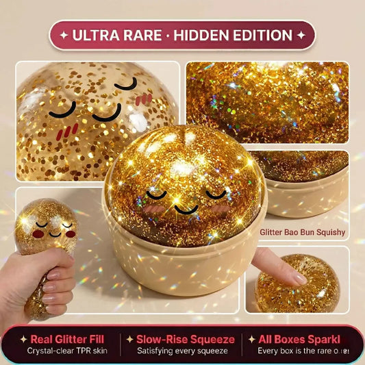 Viral Dumpling Squishy Gold Glitter Hidden Edition Slow Rising Stress Relief Soft Sensory Squeeze Toy Fidget Gift for Kids Adult