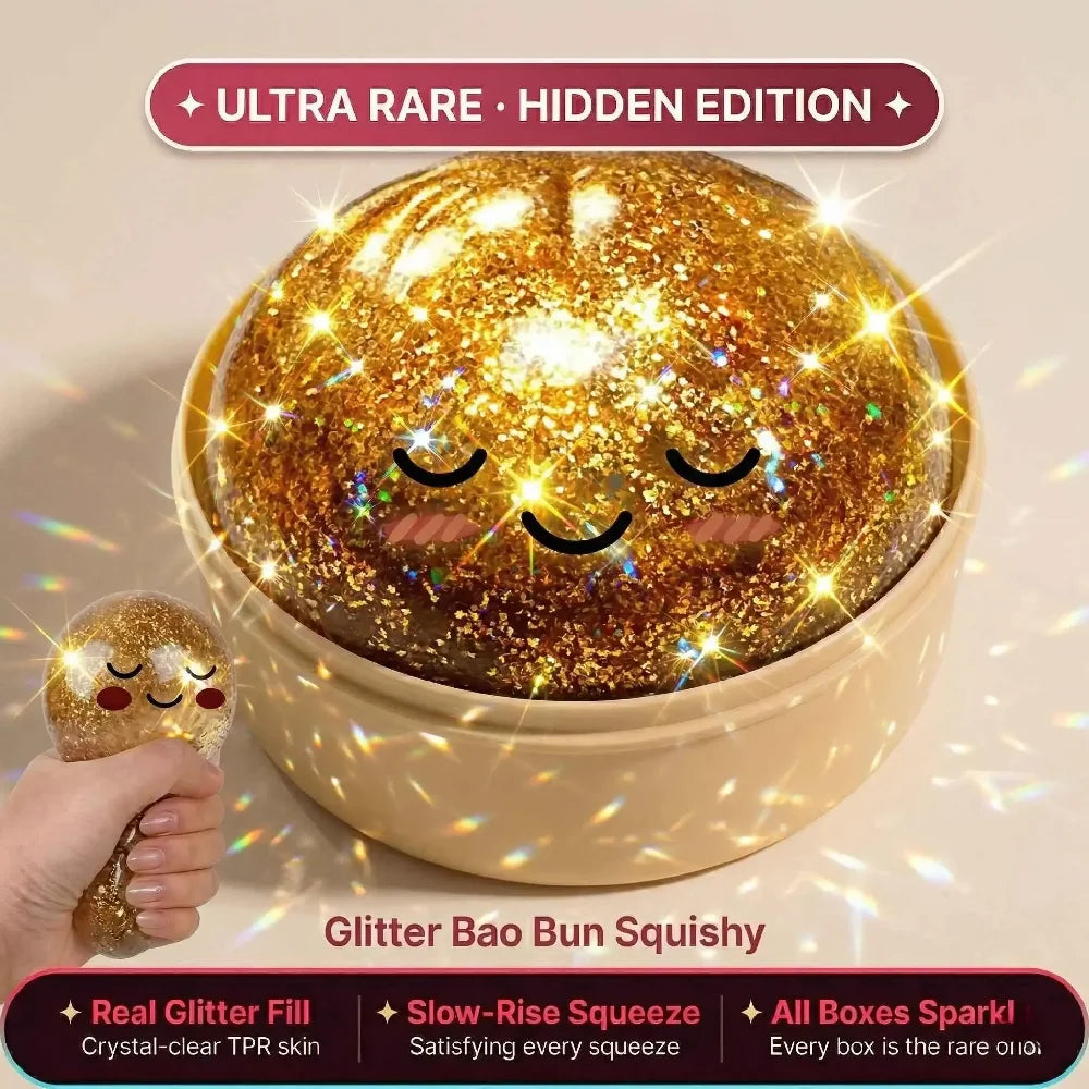 Viral Dumpling Squishy Gold Glitter Hidden Edition Slow Rising Stress Relief Soft Sensory Squeeze Toy Fidget Gift for Kids Adult